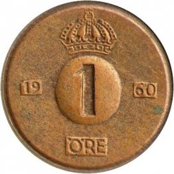 Швеция 1 эре 1960 год