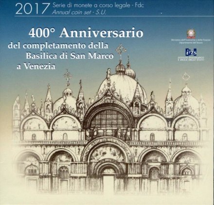Евро серия Италия 2017 года (9 монет) в банковской упаковке