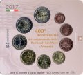 Евро серия Италия 2017 года (9 монет) в банковской упаковке