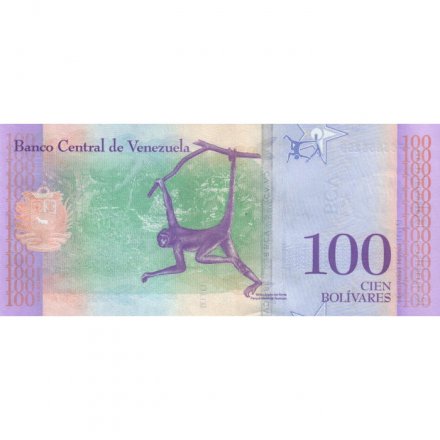 Венесуэла 100 боливаров 2018 год - Самора Эсекиель. Колумбийская коата - UNC