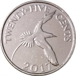 Бермудские острова 25 центов 2017 год