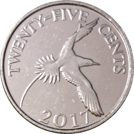 Бермудские острова 25 центов 2017 год