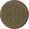 Финляндия 1 пенни 1963 год - Крест святого Иоанна