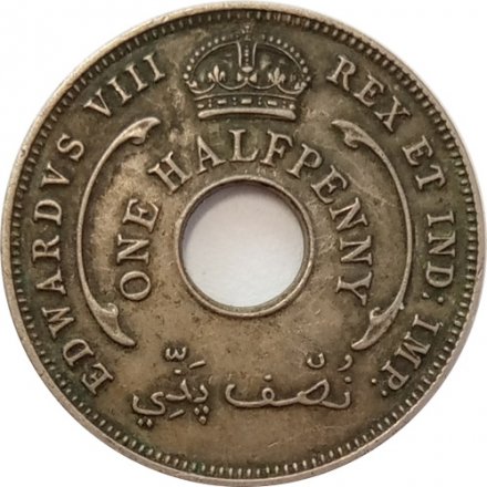 Британская Западная Африка 1/2 пенни 1936 год - Эдуард VIII (без отметки МД)