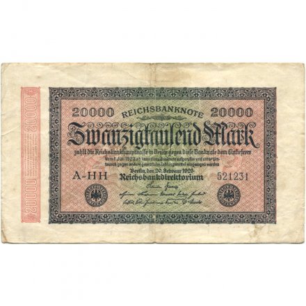 Германия (Веймарская Республика) 20000 марок 1923 год - Водяной знак - орнамент звезды - VF