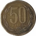 Чили 50 песо 1989 год