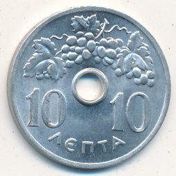 Греция 10 лепт 1969 год