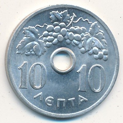Греция 10 лепт 1969 год