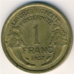 Франция 1 франк 1937 год
