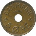 Дания 5 эре 1940 год - Король Кристиан X