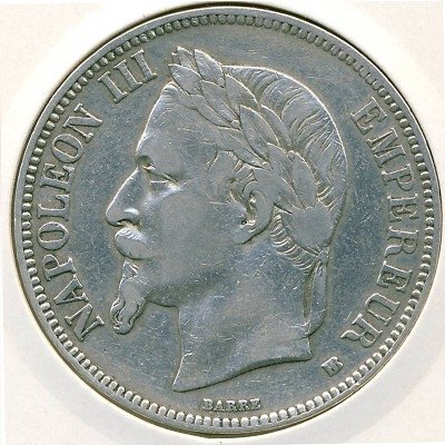 Франция 5 франков 1868 год
