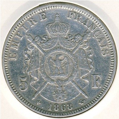 Франция 5 франков 1868 год
