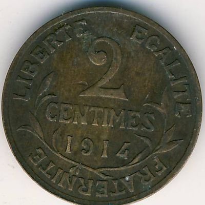 Франция 2 сантима 1914 год