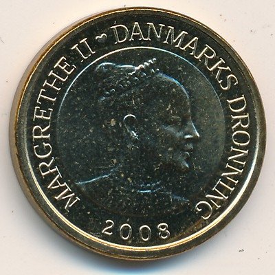 Дания 10 крон 2008 год - Международный полярный год. Сириус (Al-Br)