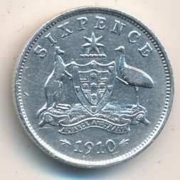 Австралия 6 пенсов 1910 год - Король Эдуард VII