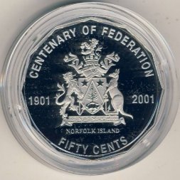 Австралия 50 центов 2001 год - 100-летие Федерации. Остров Норфолк
