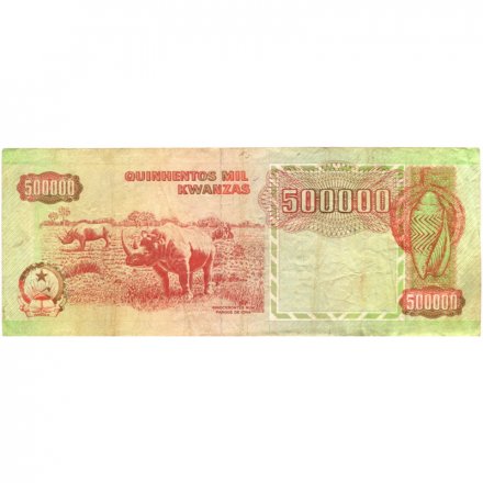 Ангола 500000 кванза 1991 год - Носороги VF