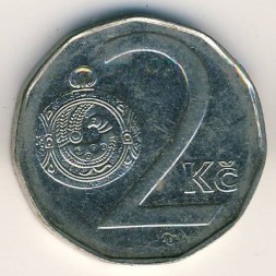 Монета Чехия 2 кроны 1994 год - МД Яблонец-над-Нисой, Чехия