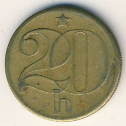 Монета Чехословакия 20 геллеров 1982 год