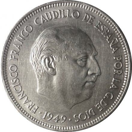 Испания 5 песет 1949 год (49 внутри звезды)