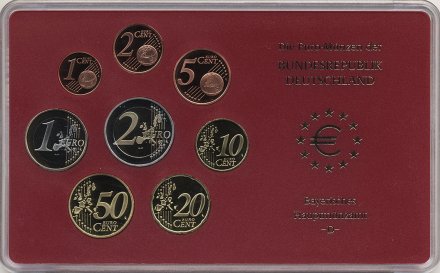 Евро серия Proof Германия 2002 год - Монетный двор «D» (8 монет)
