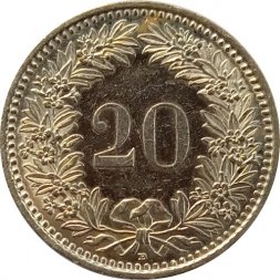 Швейцария 20 раппенов 2012 год