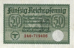 Немецкие оккупационные территории 50 рейхспфеннигов 1939 - 1945 год