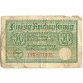 Третий Рейх (Германия) 50 рейхспфеннигов 1939 - 1945 год - Немецкие оккупационные территории - VG