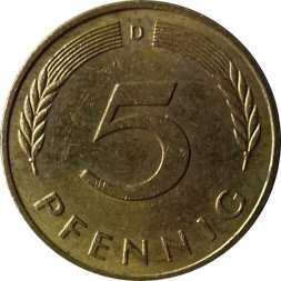ФРГ 5 пфеннигов 1986 год - D