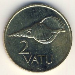Монета Вануату 2 вату 2002 год - Океаническая раковина