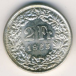 Швейцария 2 франка 1965 год