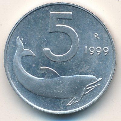 Италия 5 лир 1999 год