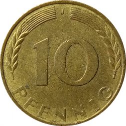 ФРГ 10 пфеннигов 1970 год - J