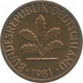ФРГ 1 пфенниг 1981 год (D) 
