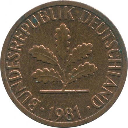 ФРГ 1 пфенниг 1981 год (D) 