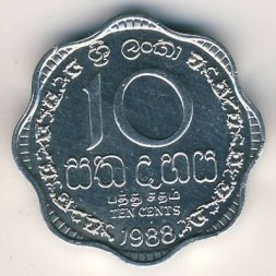 Шри-Ланка 10 центов 1988 год