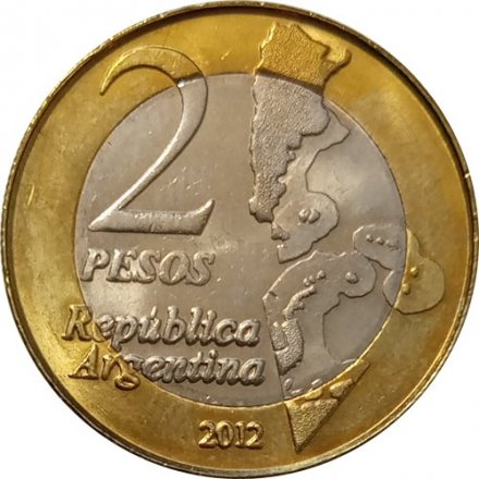 Аргентина 2 песо 2012 год - 30 лет войне за Фолклендские острова