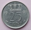 Нидерланды 25 центов 1961 год - Королева Юлиана