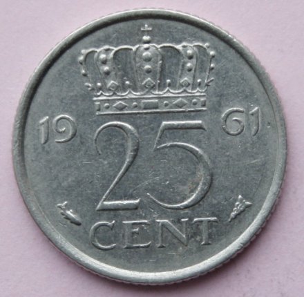 Нидерланды 25 центов 1961 год - Королева Юлиана