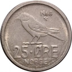Норвегия 25 эре 1968 год