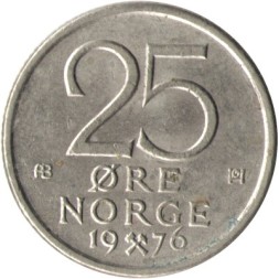 Норвегия 25 эре 1976 год - Король Улаф V
