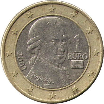Австрия 1 евро 2002 год - Моцарт