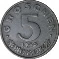Австрия 5 грошей 1950 год