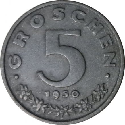 Австрия 5 грошей 1950 год
