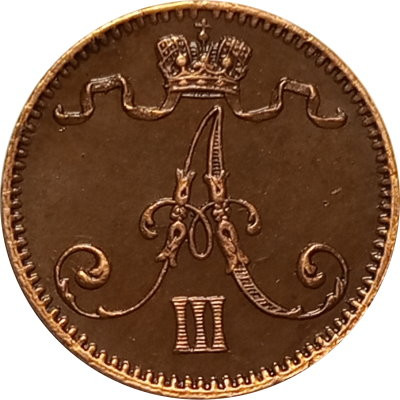 Финляндия 1 пенни 1893 год - Александр III - XF