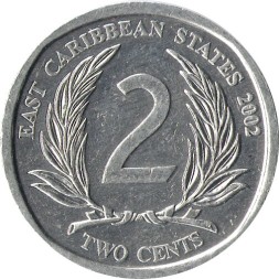 Восточные Карибы 2 цента 2002 год