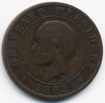 Гаити 10 сантимов 1863 год