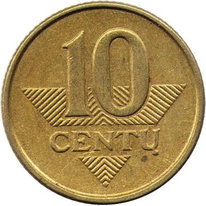 Литва 10 центов 2008 год
