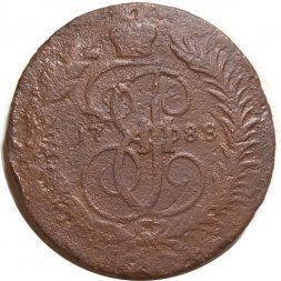2 копейки 1788 год ММ (гурт сетчатый) Екатерина II (1762 - 1796) - VG
