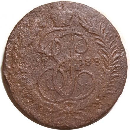 2 копейки 1788 год ММ (гурт сетчатый) Екатерина II (1762 - 1796) - VG